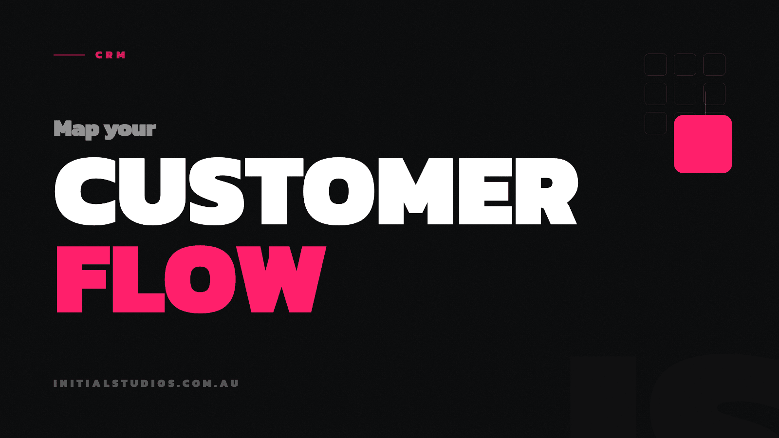 The words Map your customer flow in bold type, with a grid of template blocks resolving into one solid custom block