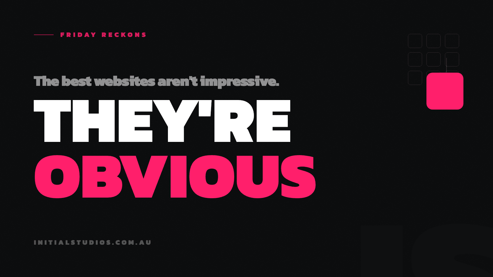 The words They're obvious in bold type, with a grid of template blocks resolving into one solid custom block